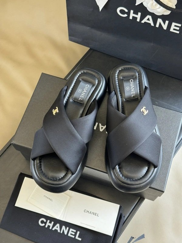Chanel Slide Sandals in Black