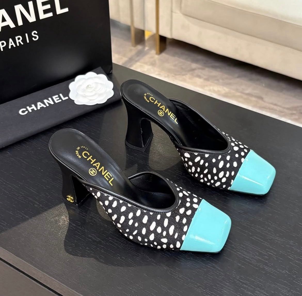 Chanel Slide Sandals in Black Blue - Afbeelding 3