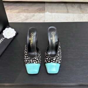 Chanel Slide Sandals in Black Blue