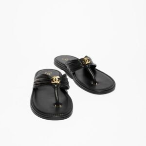Alternative view of Chanel Slide Sandals in Black Gold