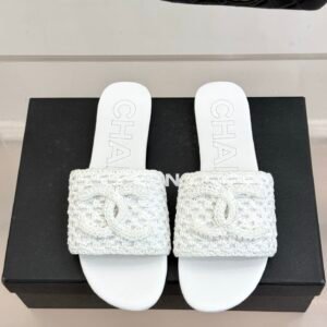 Chanel Slide Sandals in White