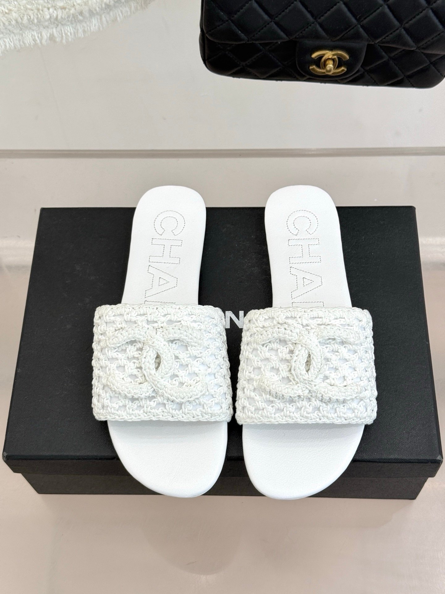 Chanel Slide Sandals in White