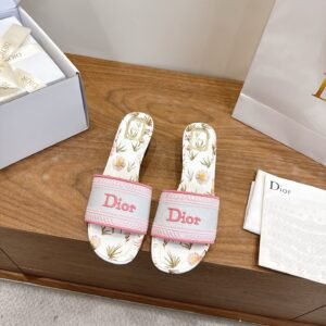 Dior Slide Sandals in Pink Logo