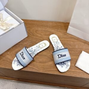 Alternative view of Dior Flat Slide Sandals in Blue Logo
