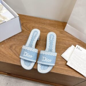 Dior Slide Sandals in Blue White Logo