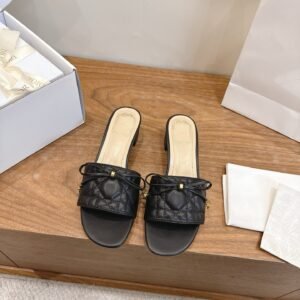 Dior Slide Sandals in Black Gold