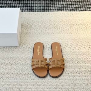 Dior Flat Slide Sandals in Brown