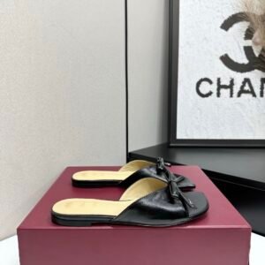Dior Flat Slide Sandals in Black