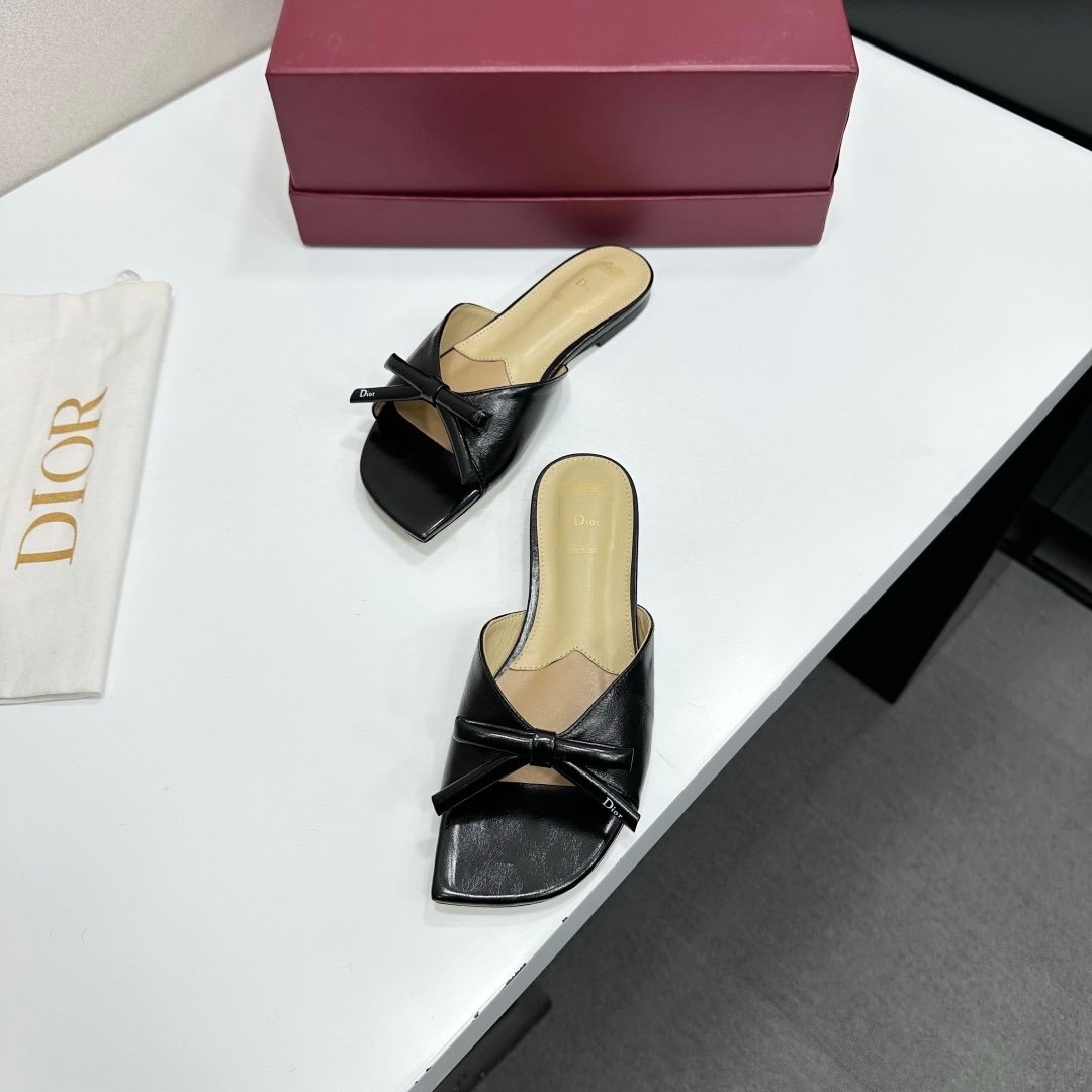 Dior Flat Slide Sandals in Black - Afbeelding 5