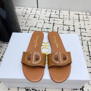 Dior Flat Slide Sandals in Brown