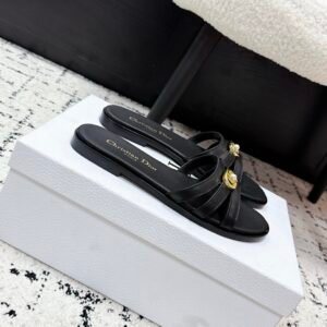 Alternative view of Dior Flat Slide Sandals in Black Gold