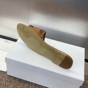 Alternative view of Dior Flat Slide Sandals in Brown Gold