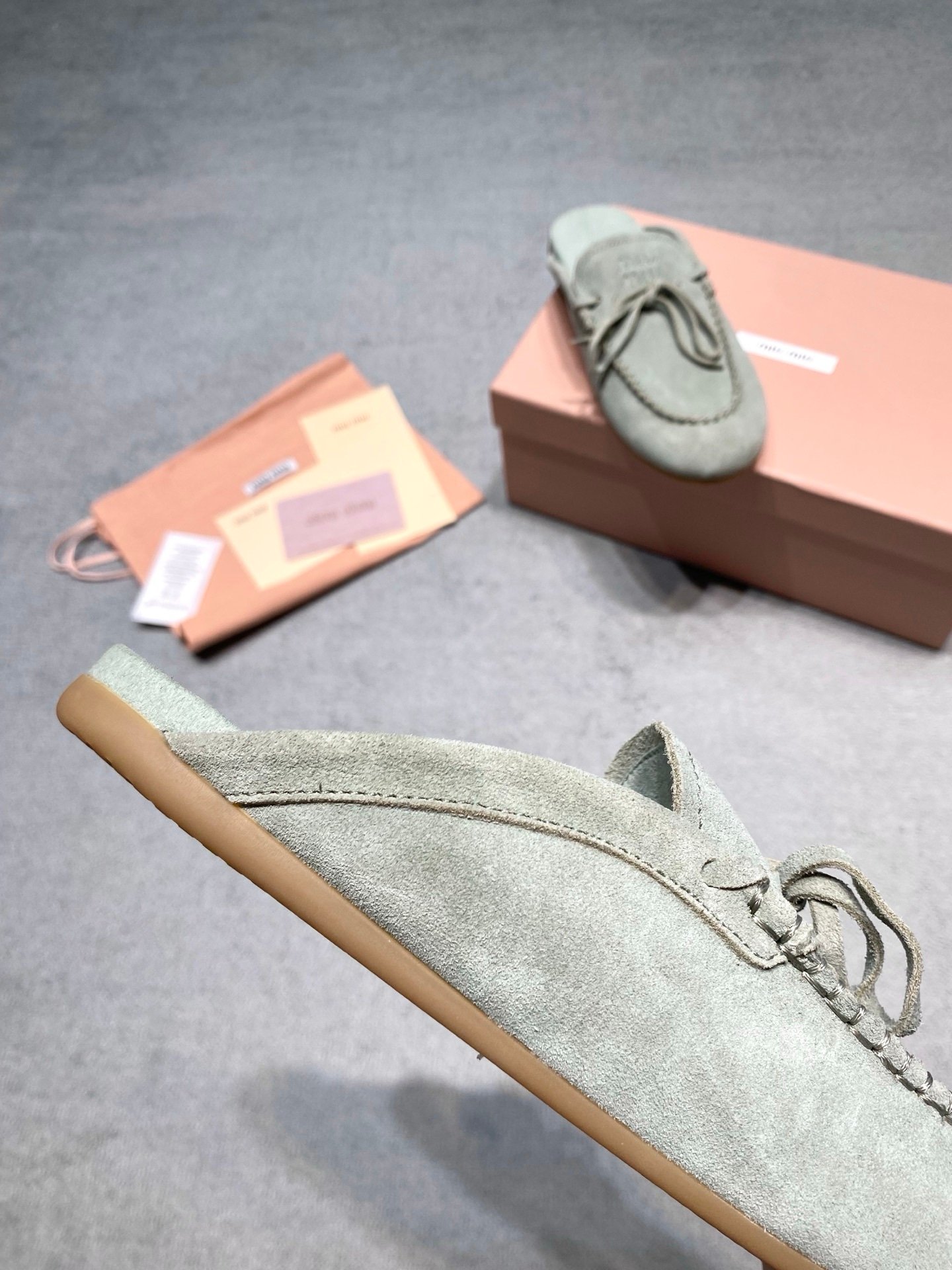 Miu Miu Suede Mules in Blue Green - Afbeelding 5