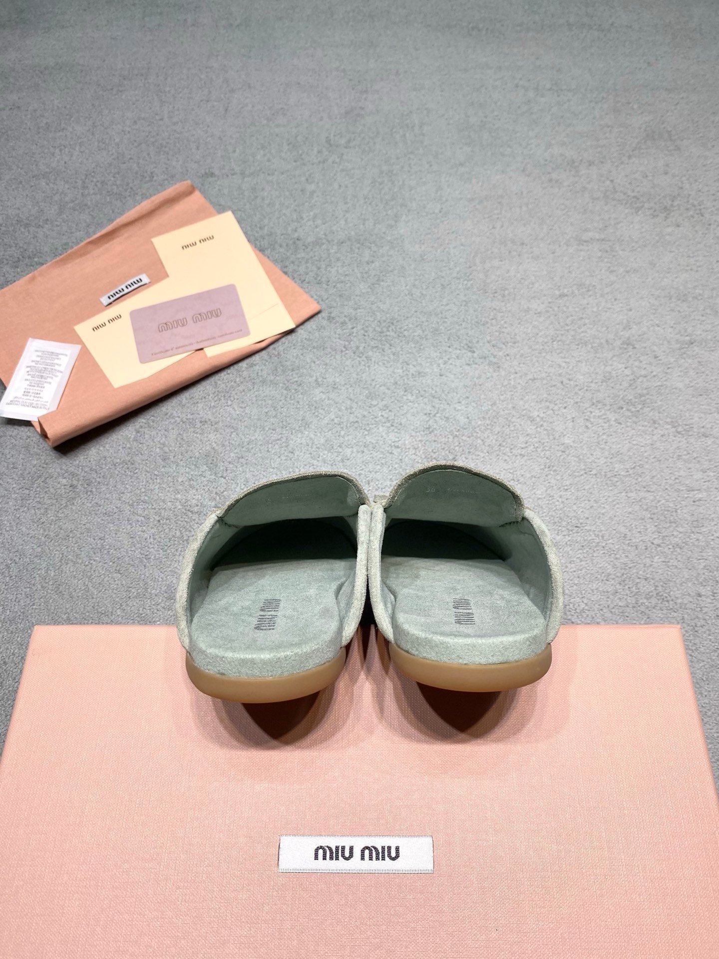Miu Miu Suede Mules in Blue Green - Afbeelding 9
