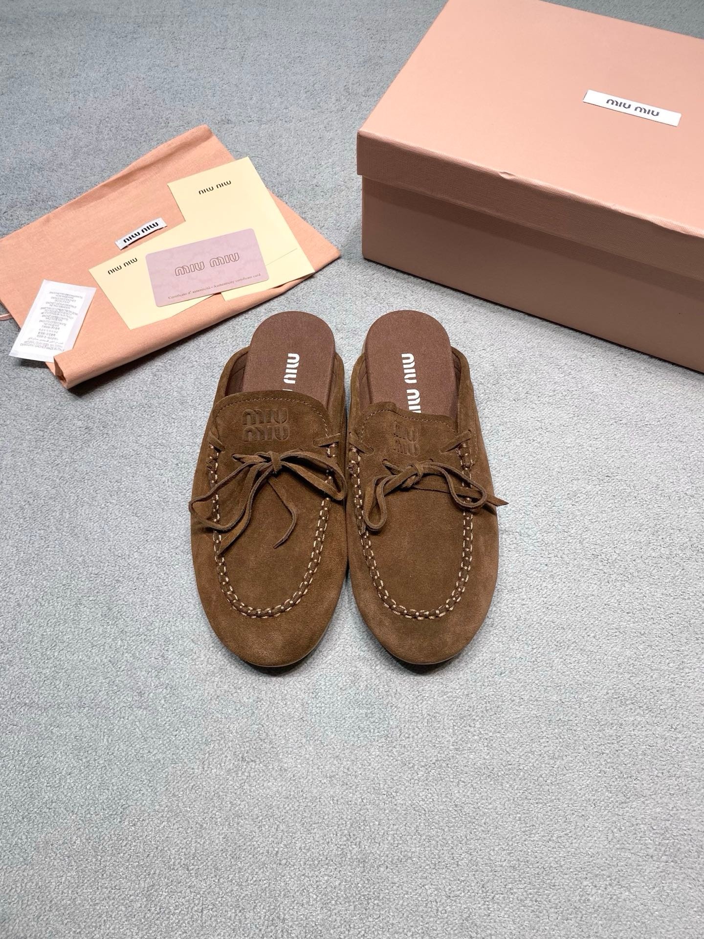 Miu Miu Suede Mules in Brown
