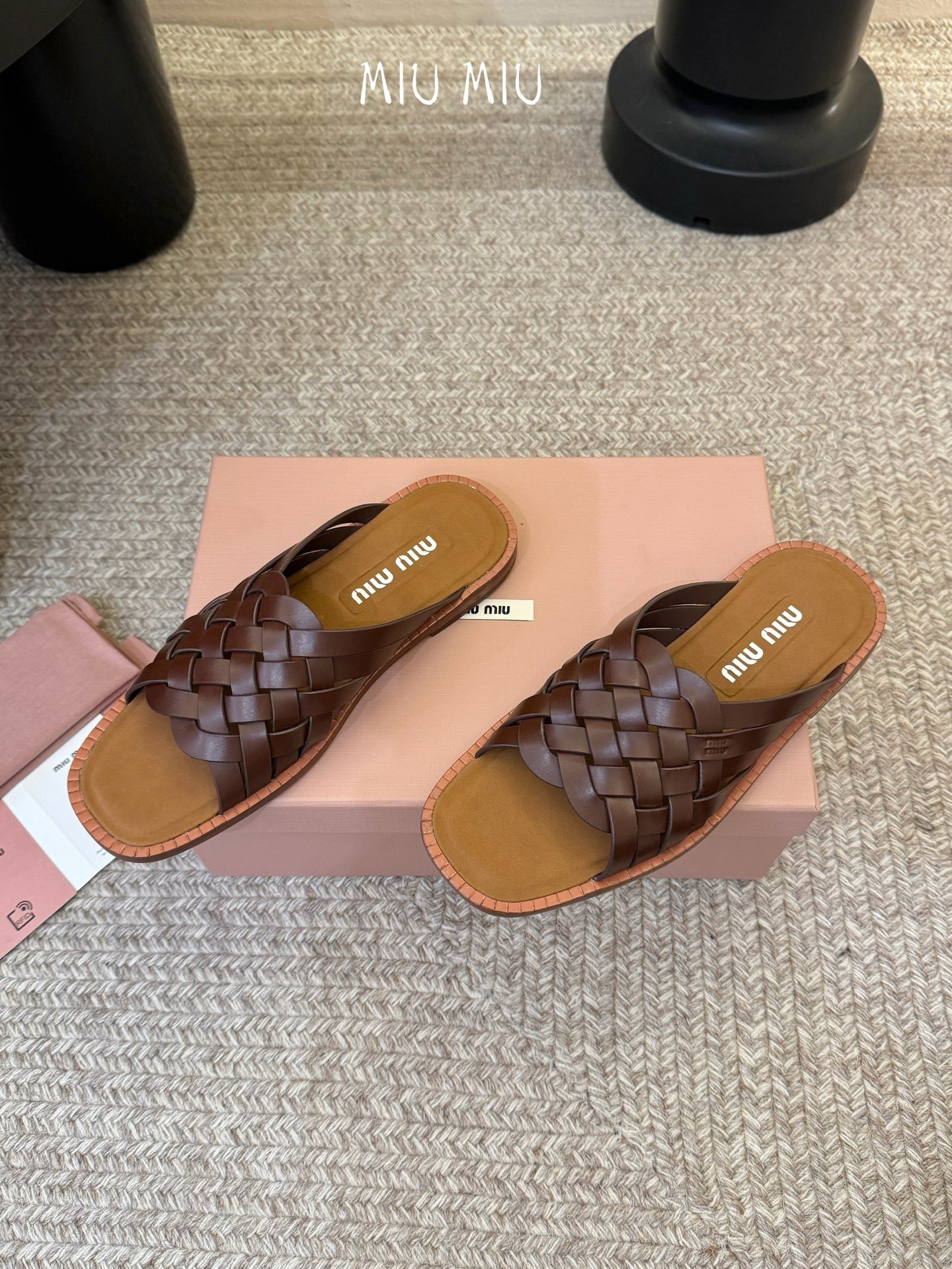 Miu Miu Woven Sandals in Dark Brown - Afbeelding 5