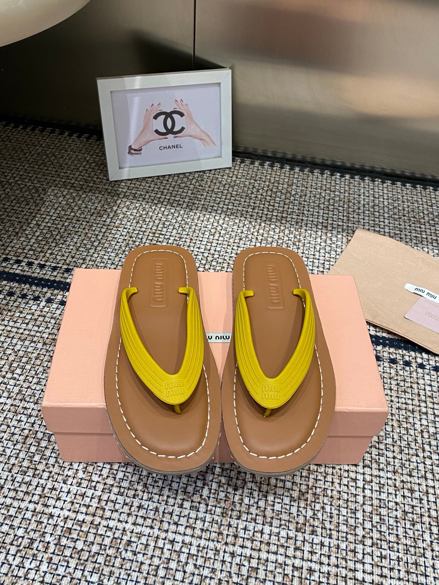 Miu Miu Thong Sandals in Yellow
