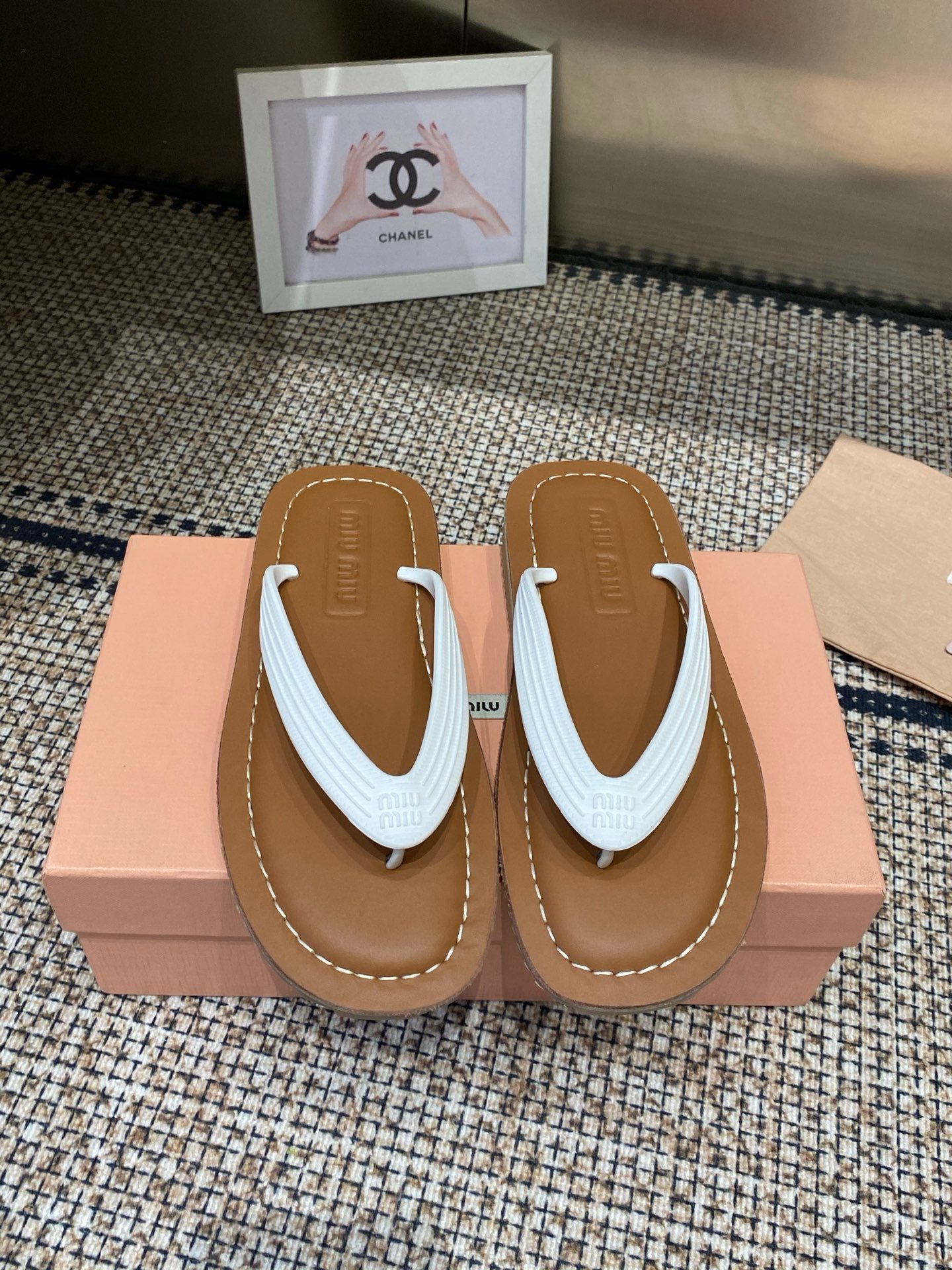 Miu Miu Thong Sandals in White