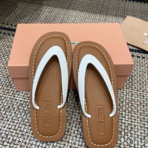 Alternative view of Miu Miu Thong Sandals in White