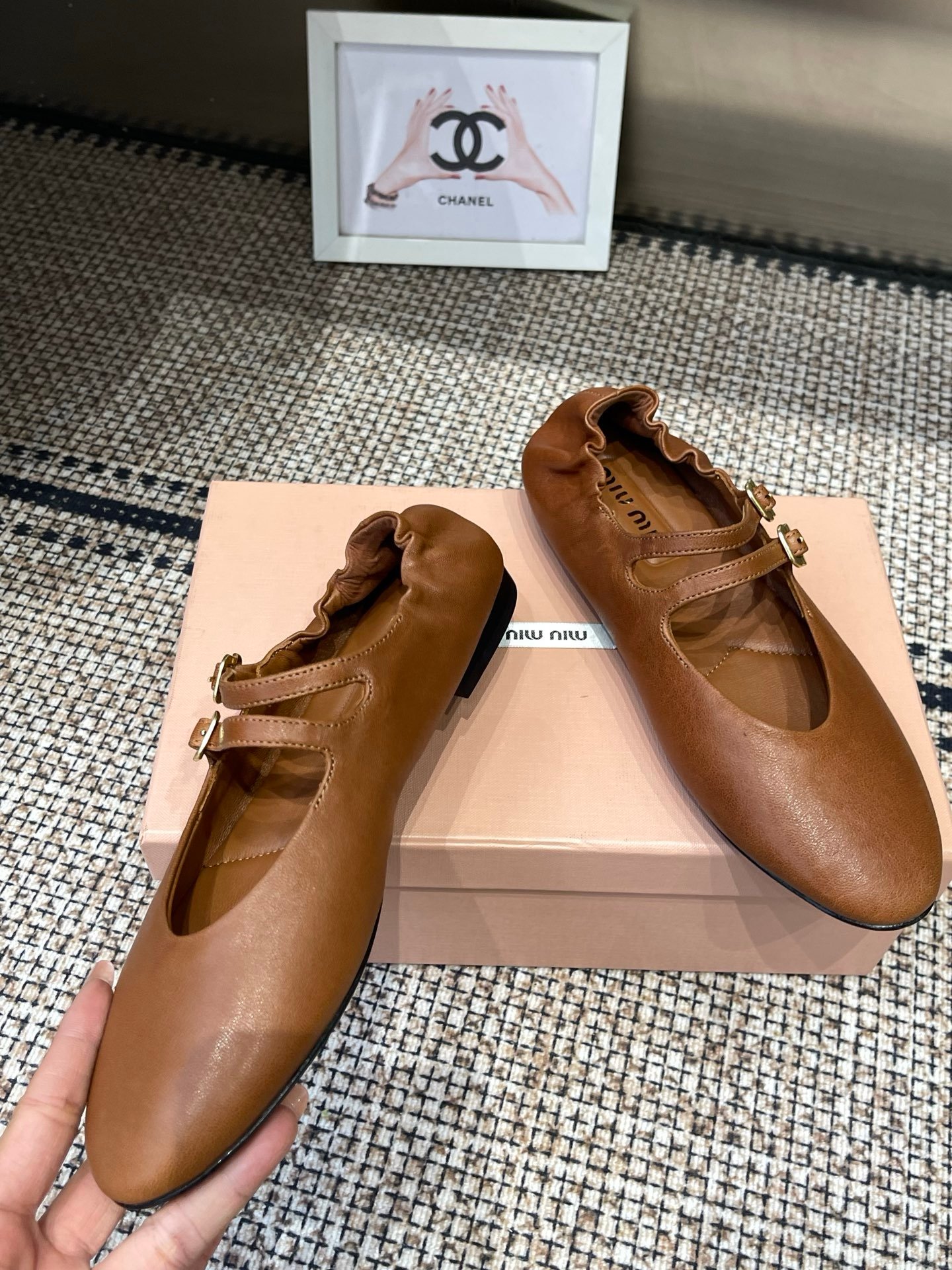 Miu Miu Ballerinas in Brown - Afbeelding 3