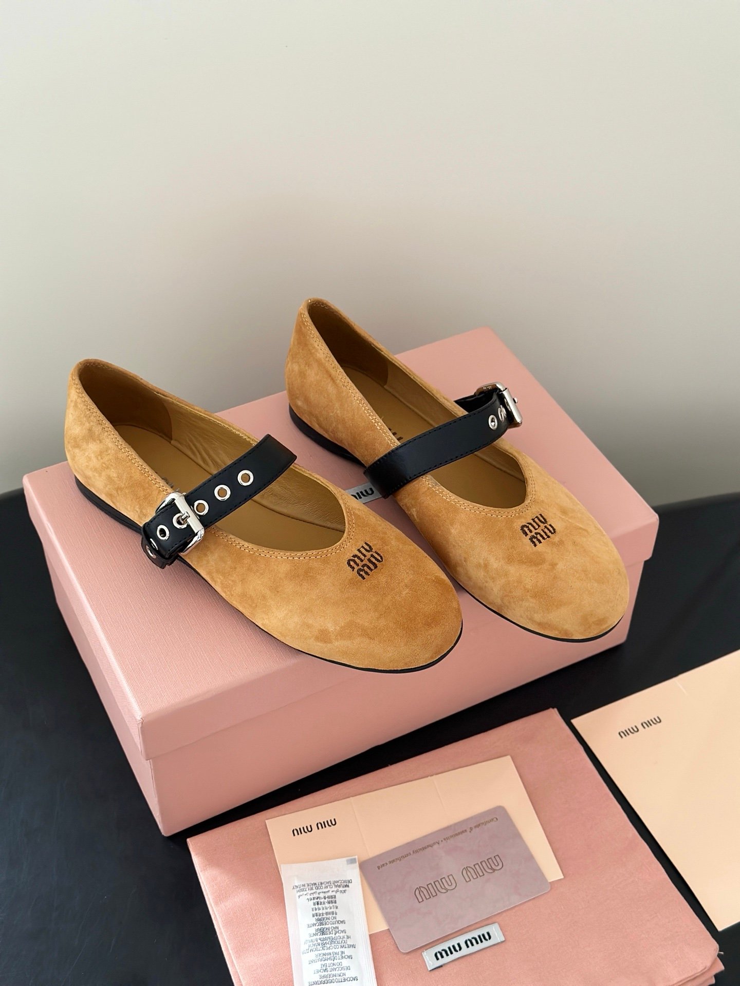 Miu Miu Ballerinas in Brown - Afbeelding 2