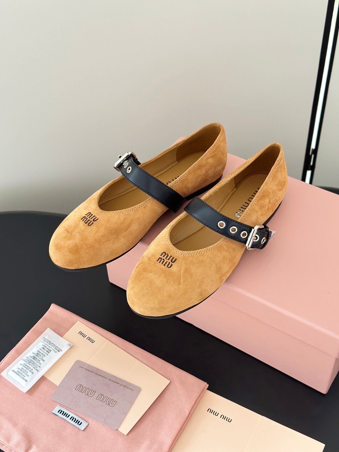 Miu Miu Ballerinas in Brown - Afbeelding 3