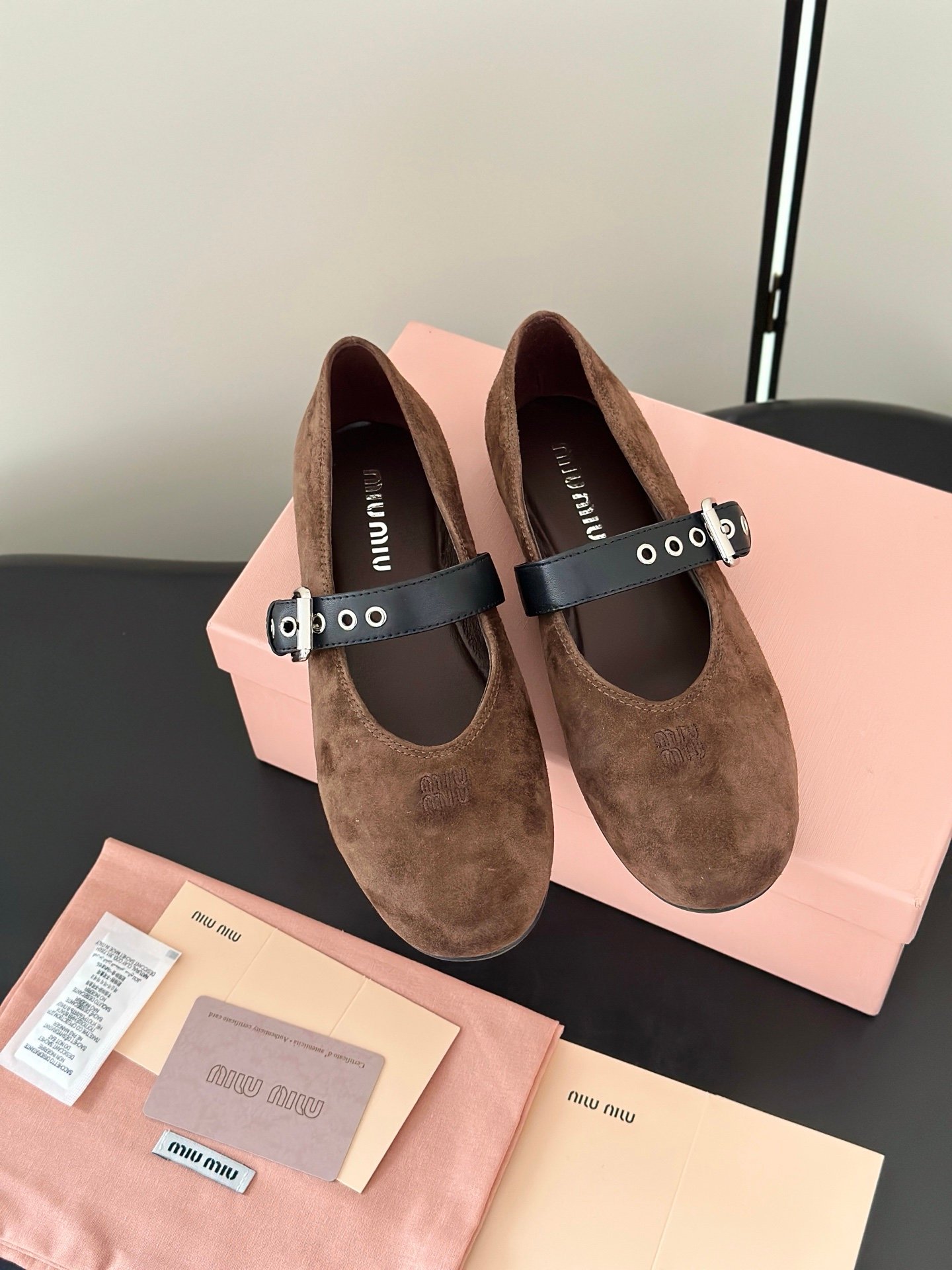 Miu Miu Ballerinas in Dark Brown