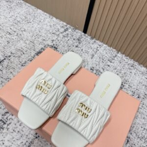 Miu Miu Slide Sandals in White