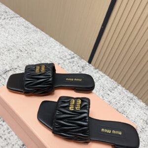Alternative view of Miu Miu Slide Sandals in Black