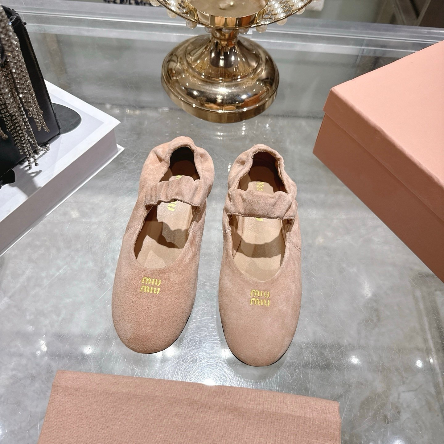 Miu Miu Suede Ballerinas in Pink
