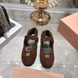 Miu Miu Suede Ballerinas in Dark Brown