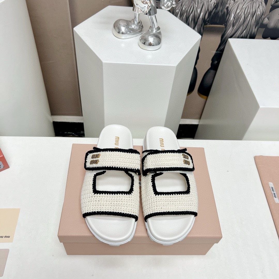 Miu Miu Sandals in White Black