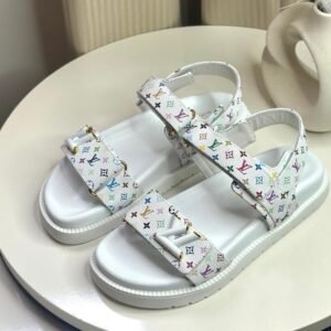 Louis Vuitton Sandals in White Multicolor Monogram