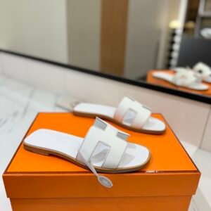 Alternative view of Hermes Oran Sandals in White