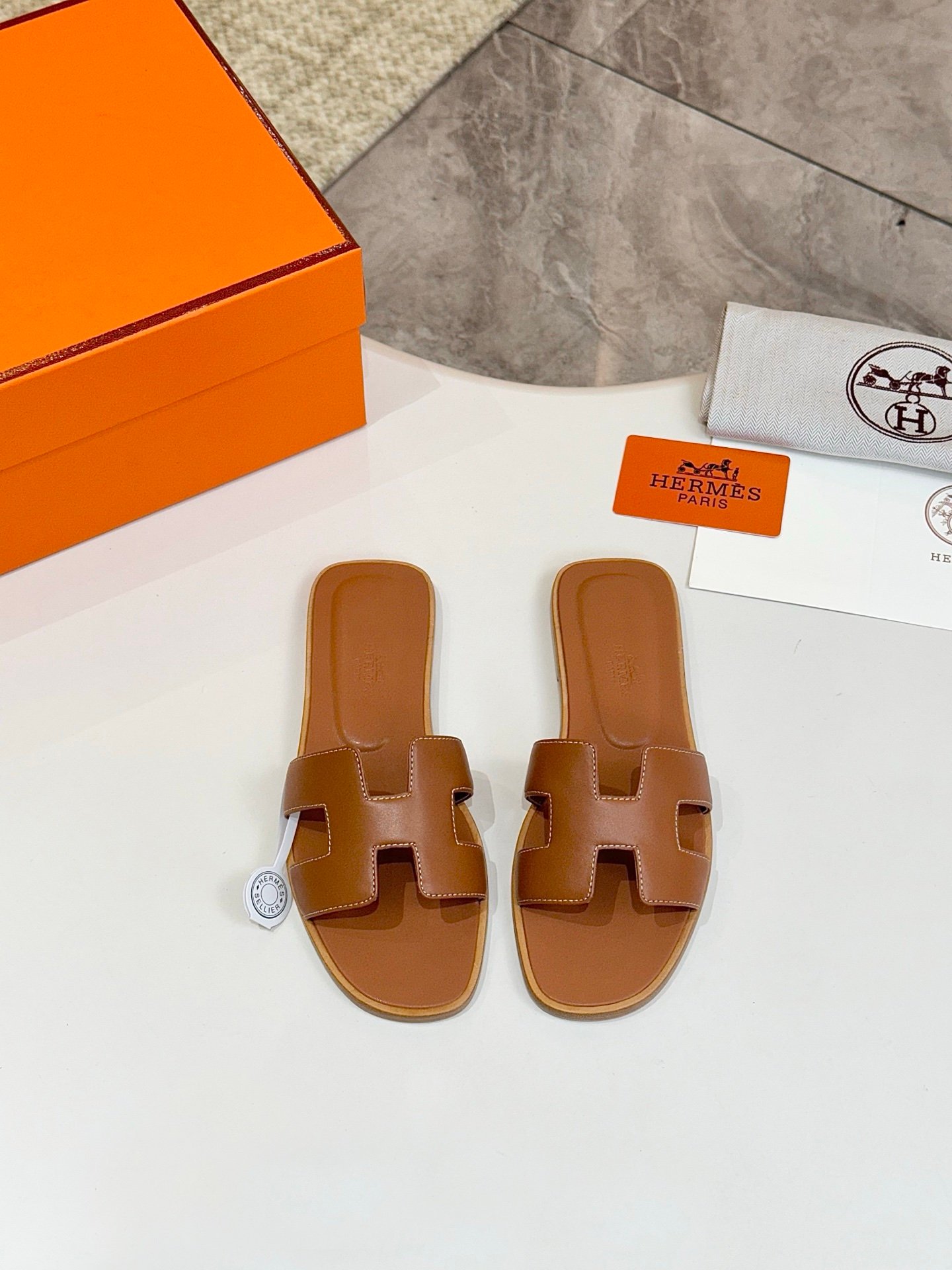 Hermes Oran Sandals in Brown