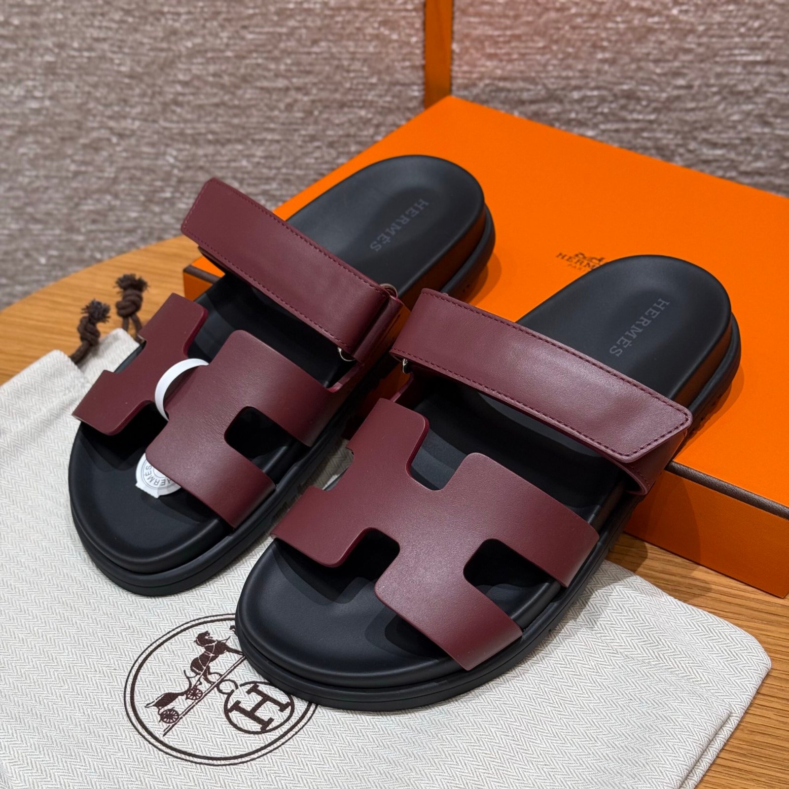 Hermes Chypre Sandals in Bordeaux