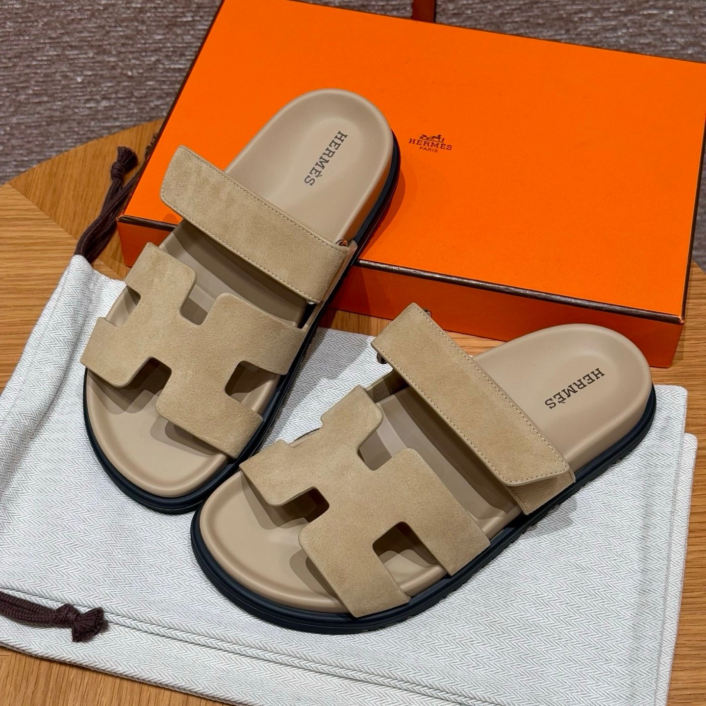 Hermes Chypre Sandals in Beige