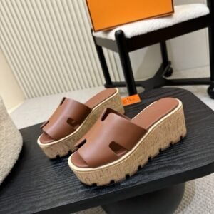 Hermes Platform Sandals in Brown