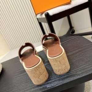 Alternative view of Hermes Platform Sandals in Brown
