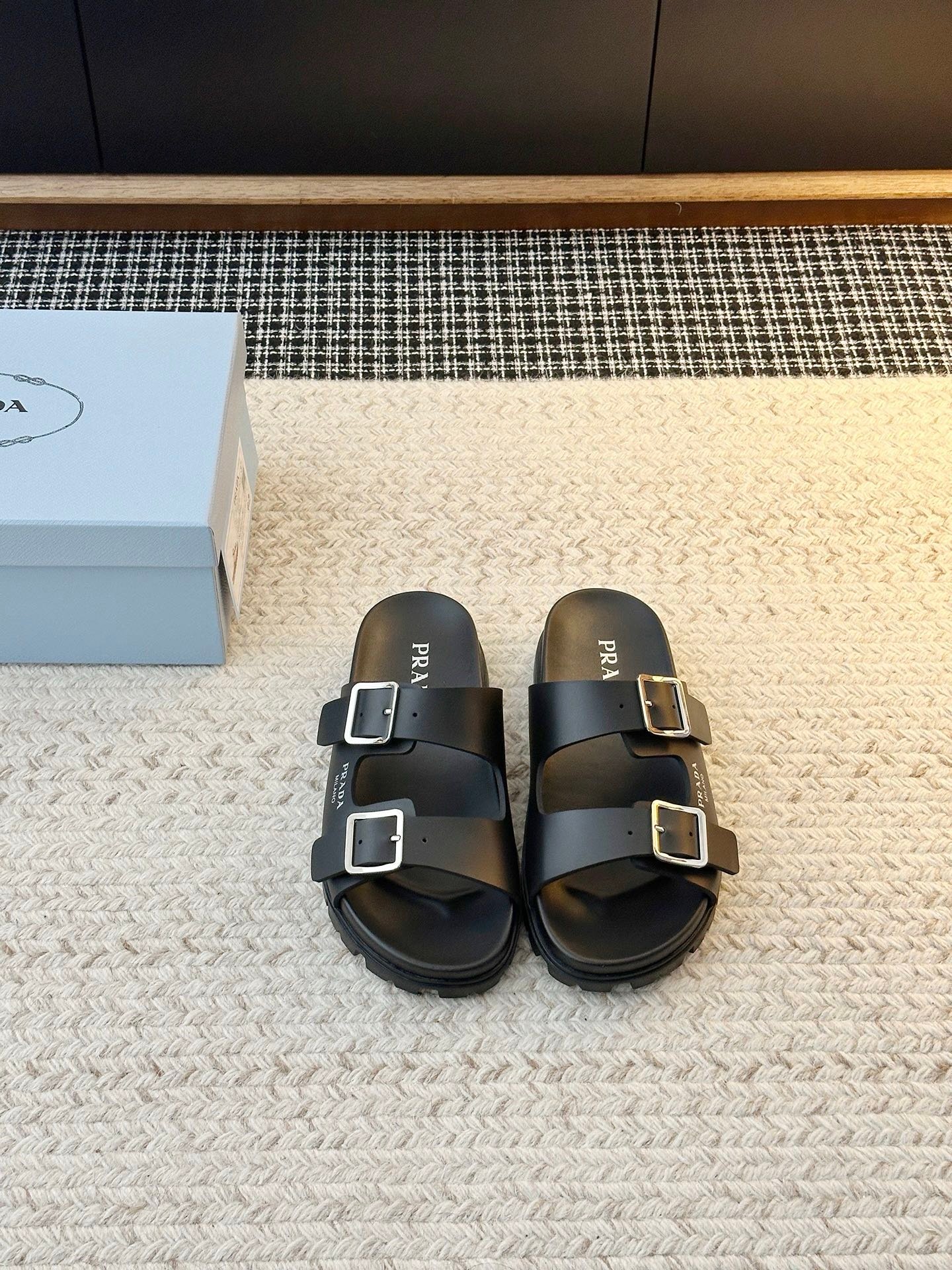 Prada Sandals in Black Silver