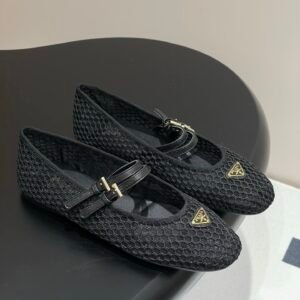 Prada Ballerinas in Black Gold