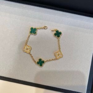 VCA Alhambra Bracelet in Green Crystal Gold