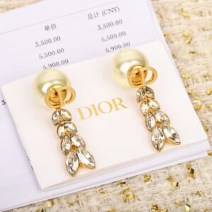Dior Earrings in Pearl Crystal Gold