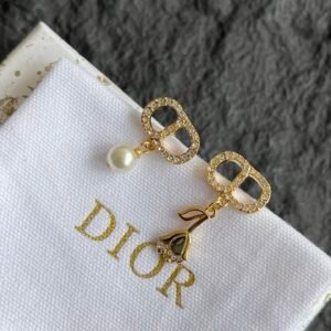 Dior Earrings Crystal Gold