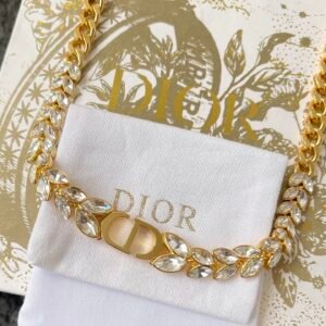 Dior Crystal Necklace in Gold