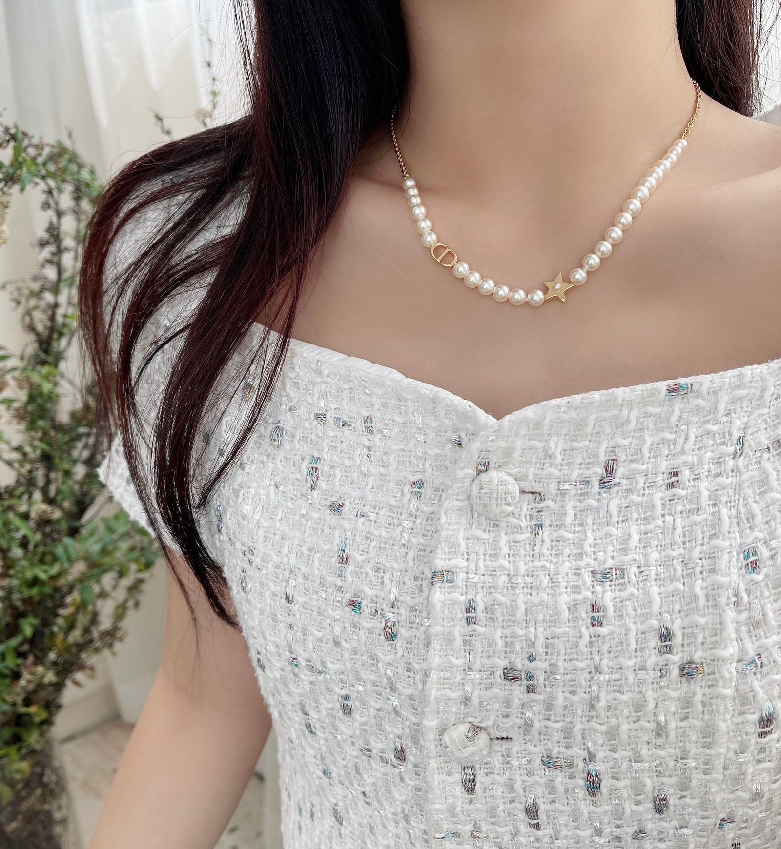 Dior Pearl Necklace in Gold - Afbeelding 5