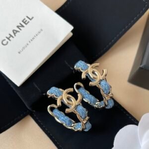 Chanel Hoop Earrings in Denim Blue