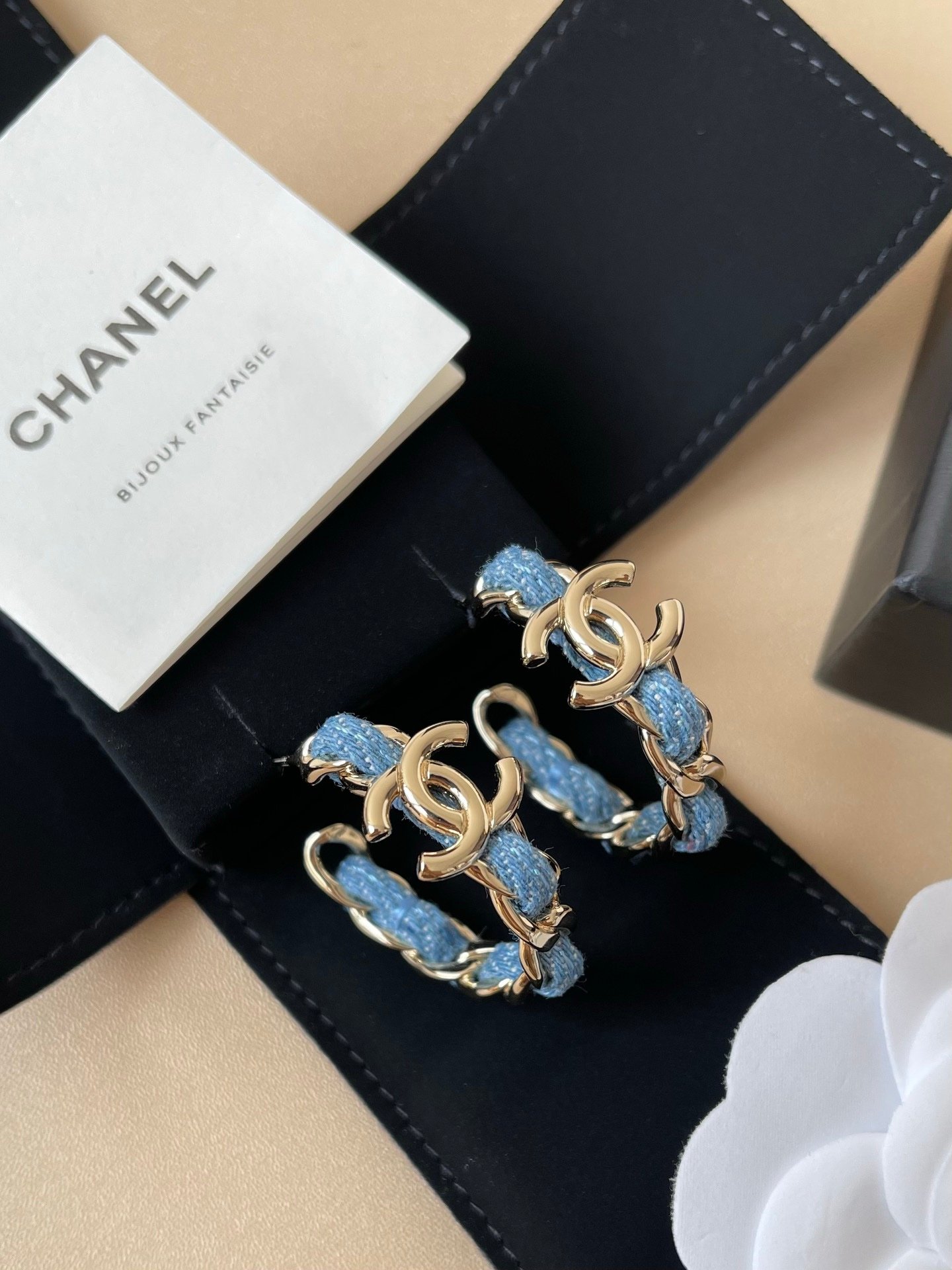 Chanel Hoop Earrings in Denim Blue