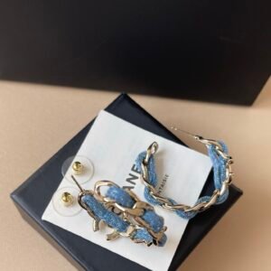 Alternative view of Chanel Hoop Earrings in Denim Blue