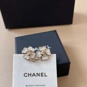 Chanel Heart Earrings in White